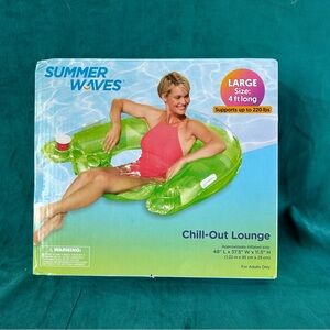 NEW Summer Waves Chill-Out Lounge Chair Pool Float Inflatable 48" x37.5" x11.5"